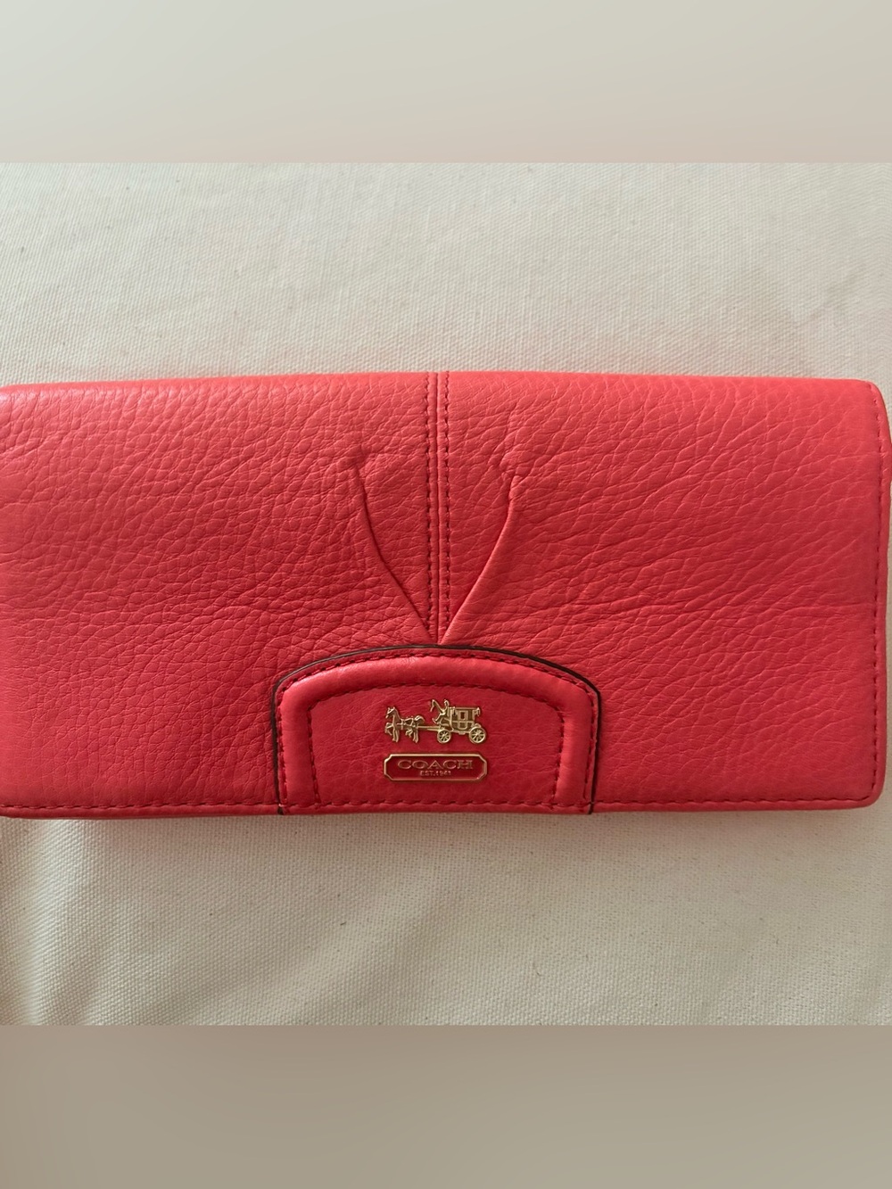 Coach Women’s Orange  soft Leather Continental Wallet